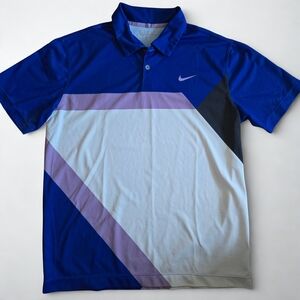 Nike Men's Blue and Purple Polo Shirt